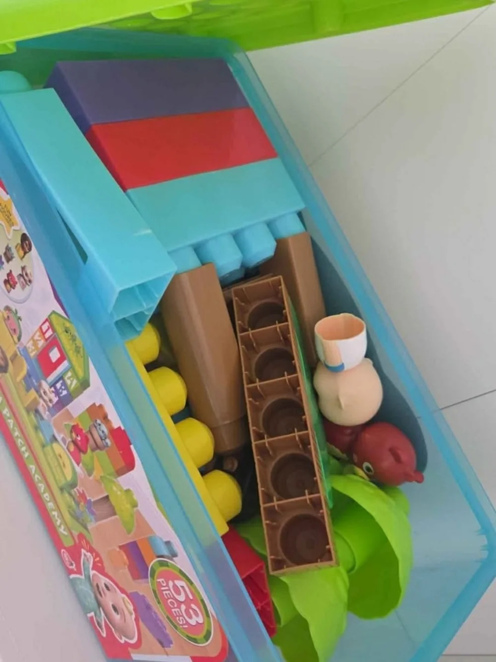 Pink Toy Shopping Cart with Interactive Laptop, Builting Blocks and Train Set